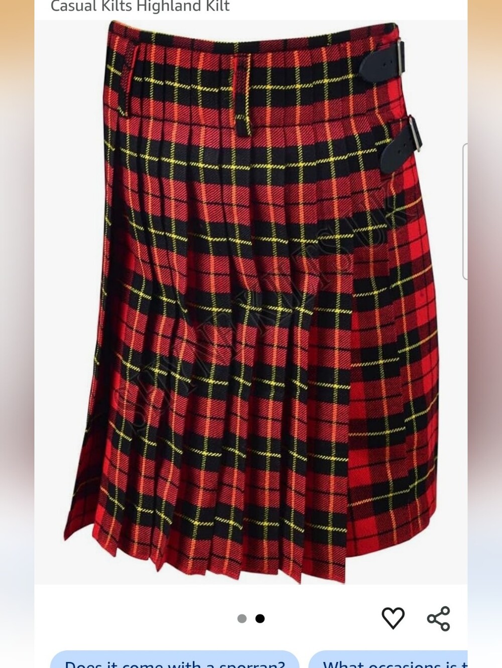 Red Tartan Pleated Men’s Kilt with Side Buckles